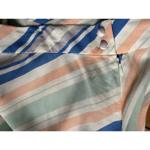 NWT LOFT Diagonal Pastel Stripe A-Like Midi Skirt Size 14 - Picture 2 of 3